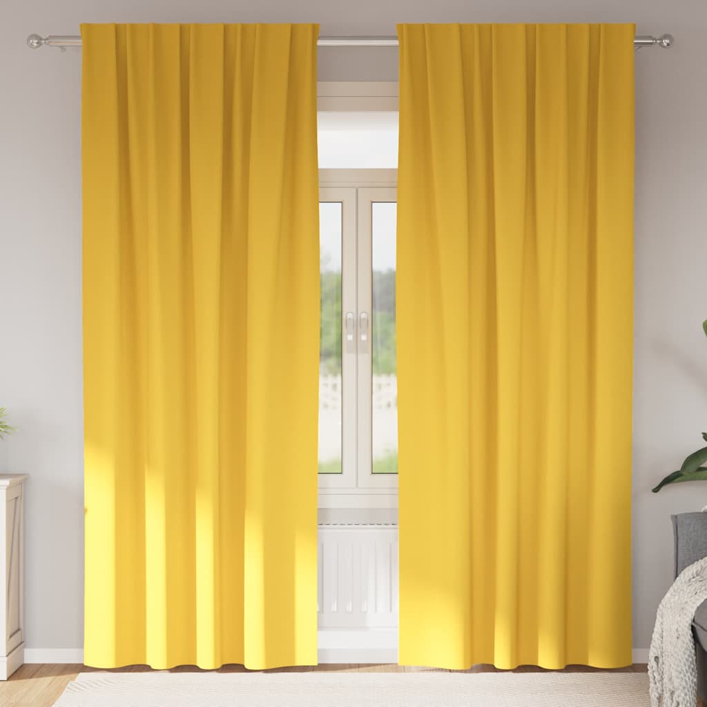 Mørklægningsgardiner med ringe 2 pcs Sennepsgul 225 x 140 cm