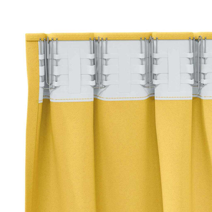 Mørklægningsgardiner med ringe 2 stk. Sennepsgul 245 x 140 cm