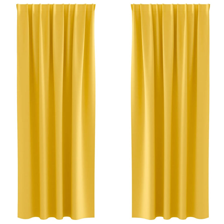 Mørklægningsgardiner med ringe 2 stk. Sennepsgul 260 x 140 cm