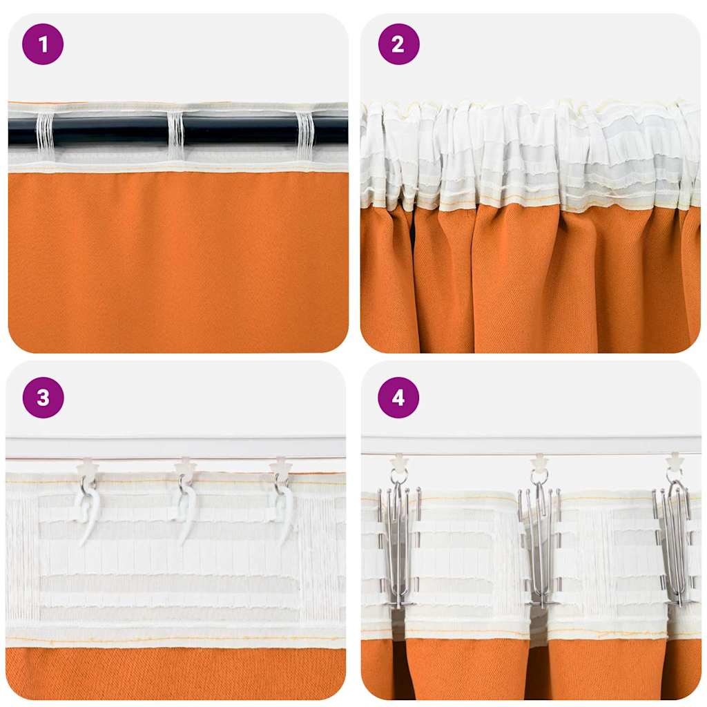 Mørklægningsgardiner med ringe 2 pcs Orange 175 x 140 cm
