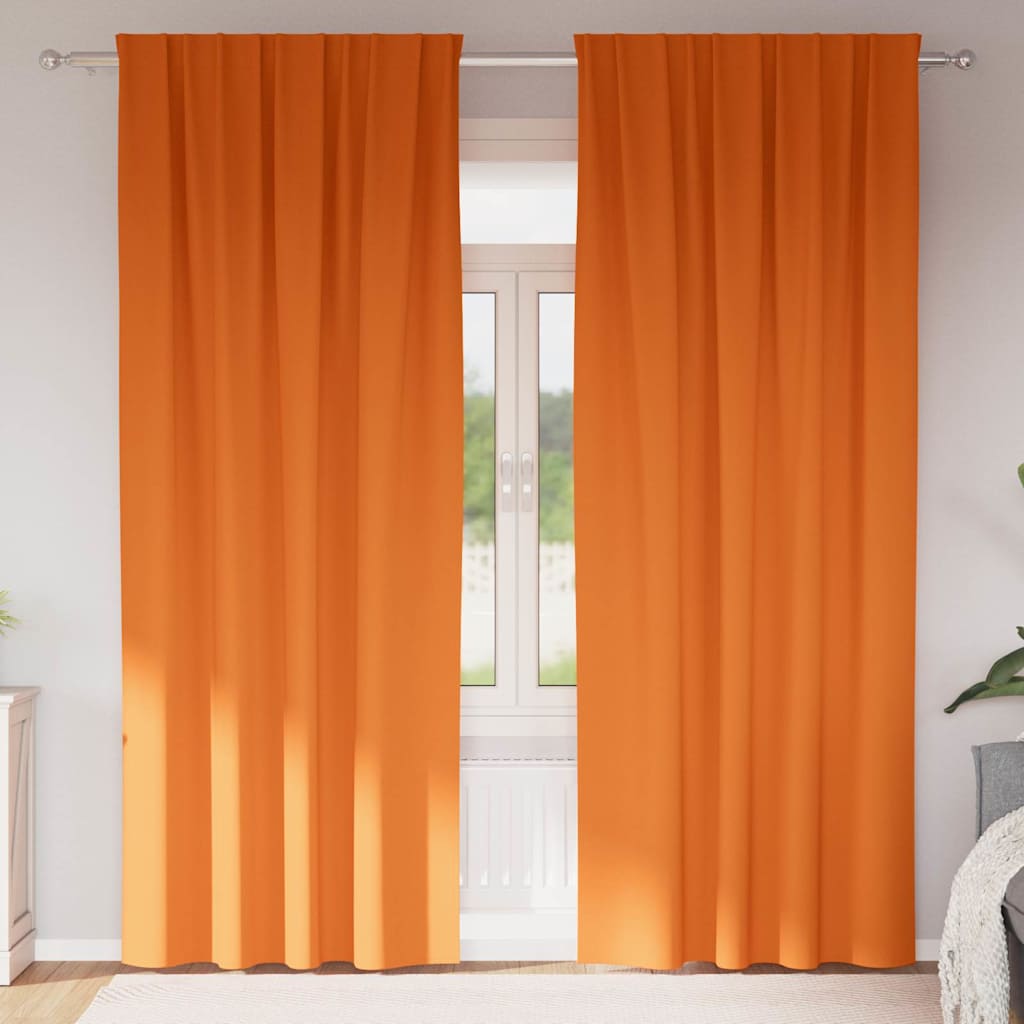 Mørklægningsgardiner med ringe 2 stk. Lys Orange 245 x 140 cm