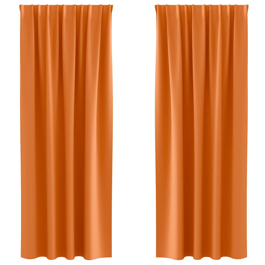 Mørklægningsgardiner med ringe 2 stk. Lys Orange 245 x 140 cm
