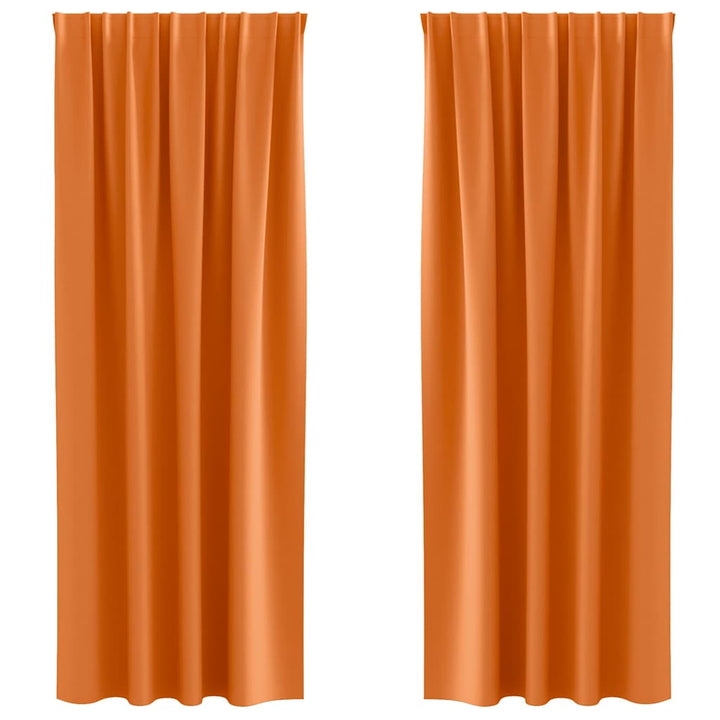 Mørklægningsgardiner med ringe 2 stk. Lys Orange 260 x 140 cm