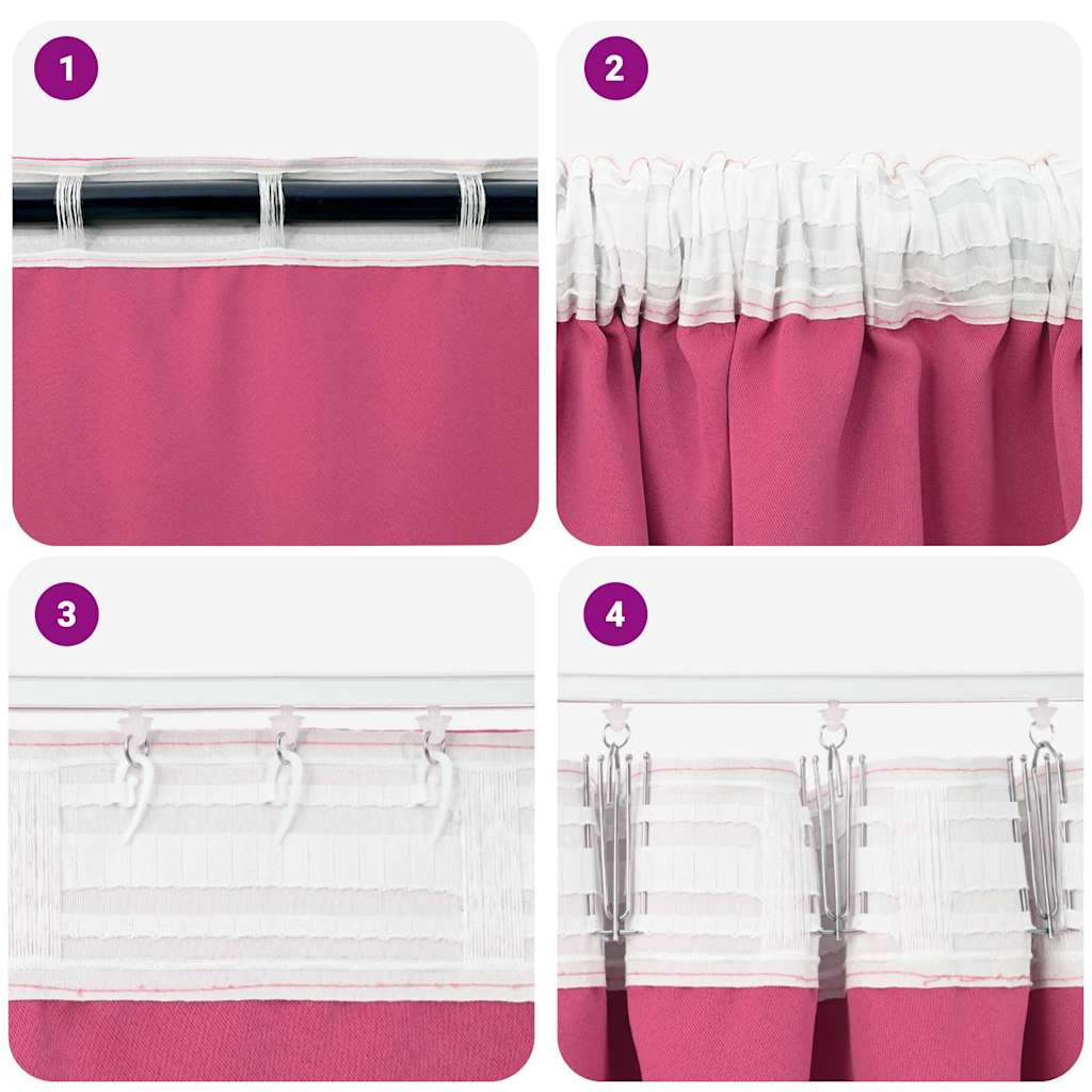 Mørklægningsgardiner med ringe 2 pcs Lys Pink 225 x 140 cm