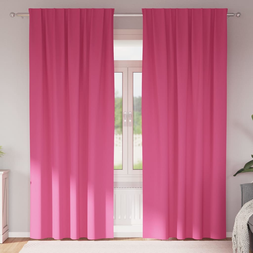 Mørklægningsgardiner med ringe 2 pcs Lys Pink 225 x 140 cm