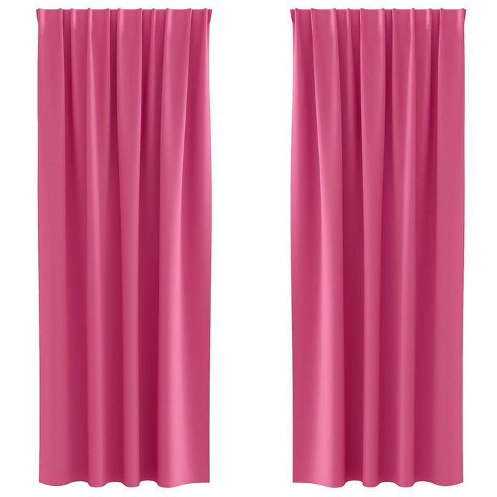 Mørklægningsgardiner med ringe 2 stk. Lys Pink 245 x 140 cm