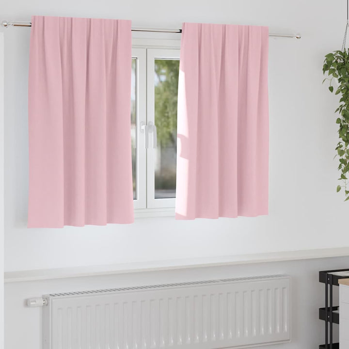 Mørklægningsgardiner med ringe 2 pcs Lyserød 140 x 140 cm
