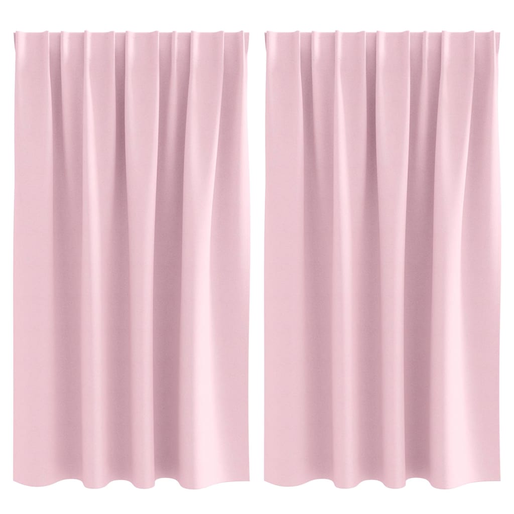 Mørklægningsgardiner med ringe 2 pcs Lyserød 140 x 140 cm