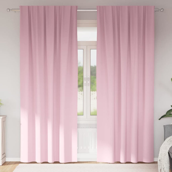 Mørklægningsgardiner med ringe 2 stk. Lyserød 225 x 140 cm