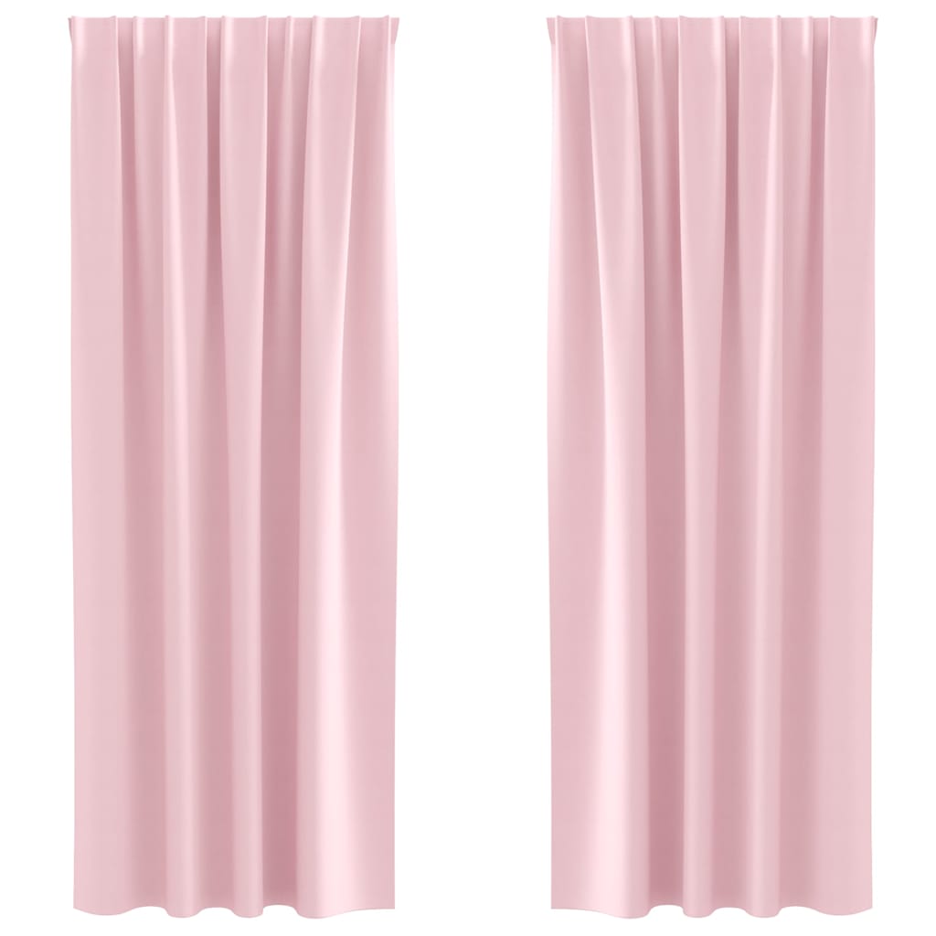 Mørklægningsgardiner med ringe 2 stk. Lyserød 260 x 140 cm
