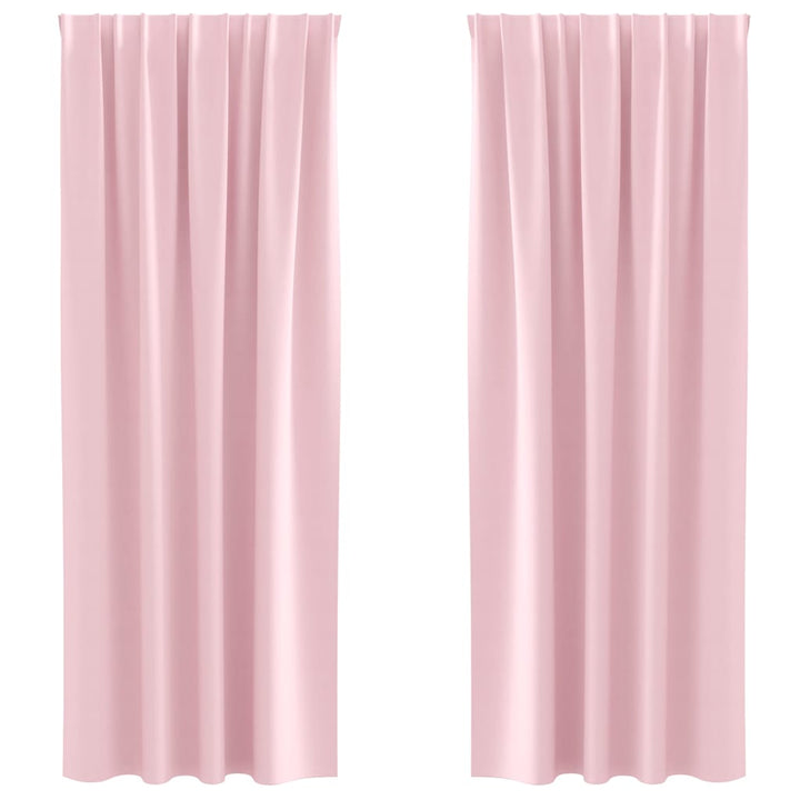 Mørklægningsgardiner med ringe 2 stk. Lyserød 260 x 140 cm