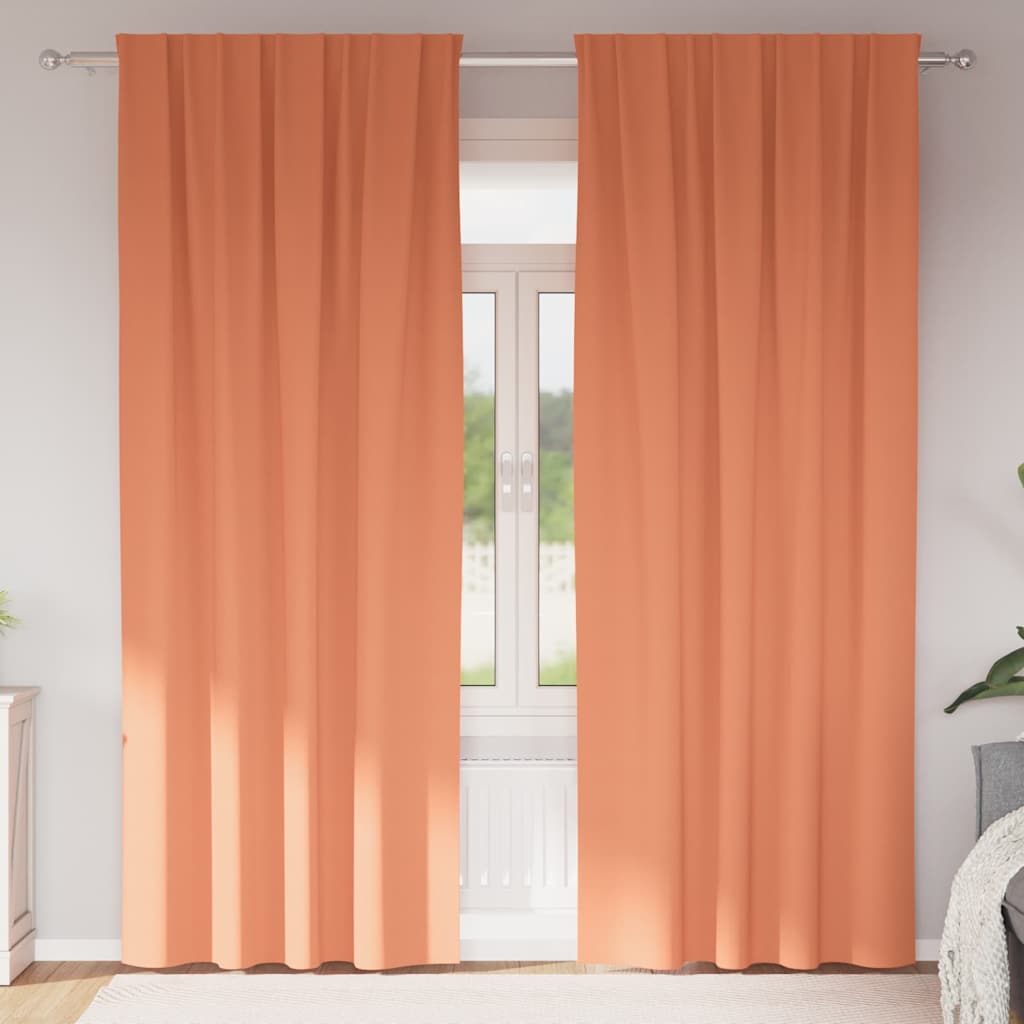 Mørklægningsgardiner med ringe 2 stk. Terrakotta 260 x 140 cm