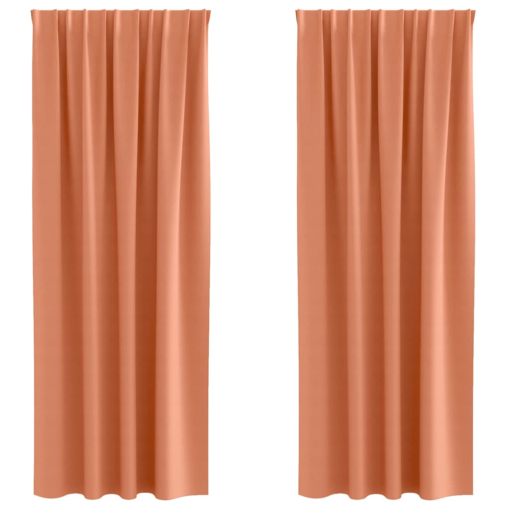 Mørklægningsgardiner med ringe 2 stk. Terrakotta 260 x 140 cm