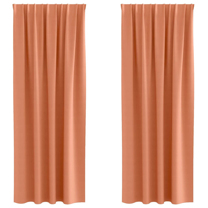Mørklægningsgardiner med ringe 2 stk. Terrakotta 260 x 140 cm