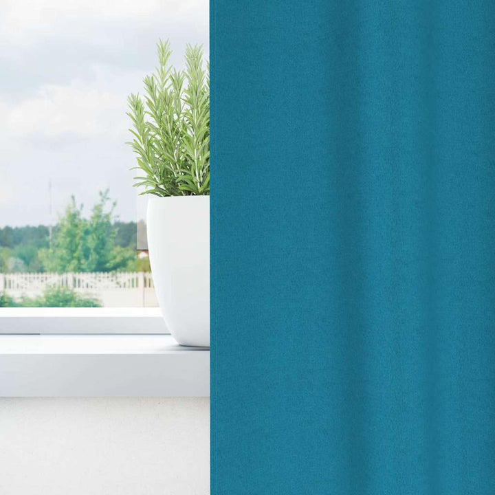 Mørklægningsgardiner med ringe 2 stk. Turkis 140 x 140 cm