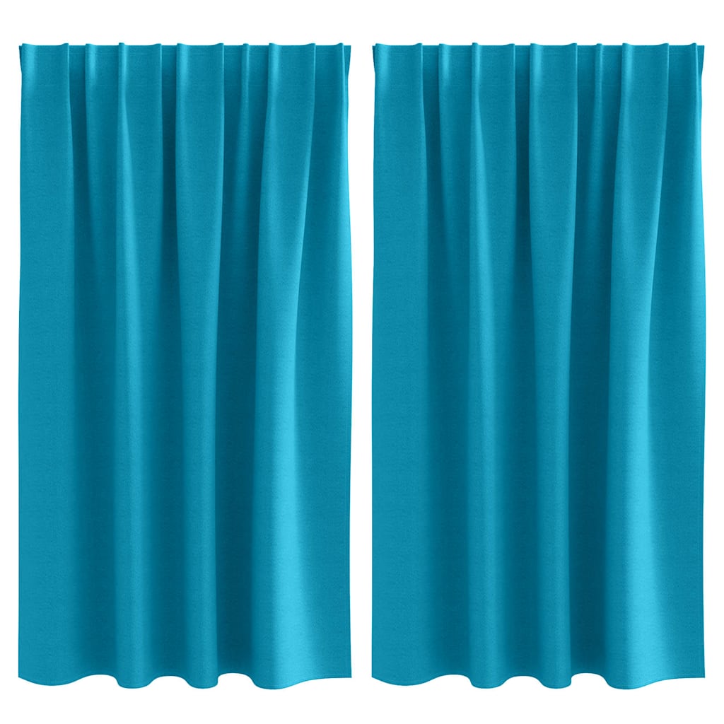 Mørklægningsgardiner med ringe 2 stk. Turkis 140 x 140 cm