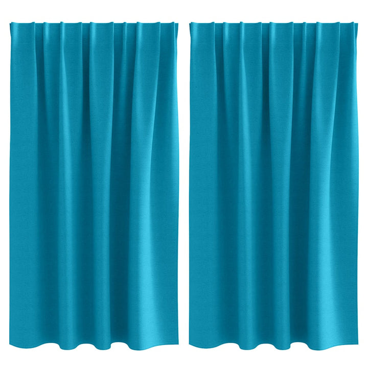 Mørklægningsgardiner med ringe 2 stk. Turkis 140 x 140 cm