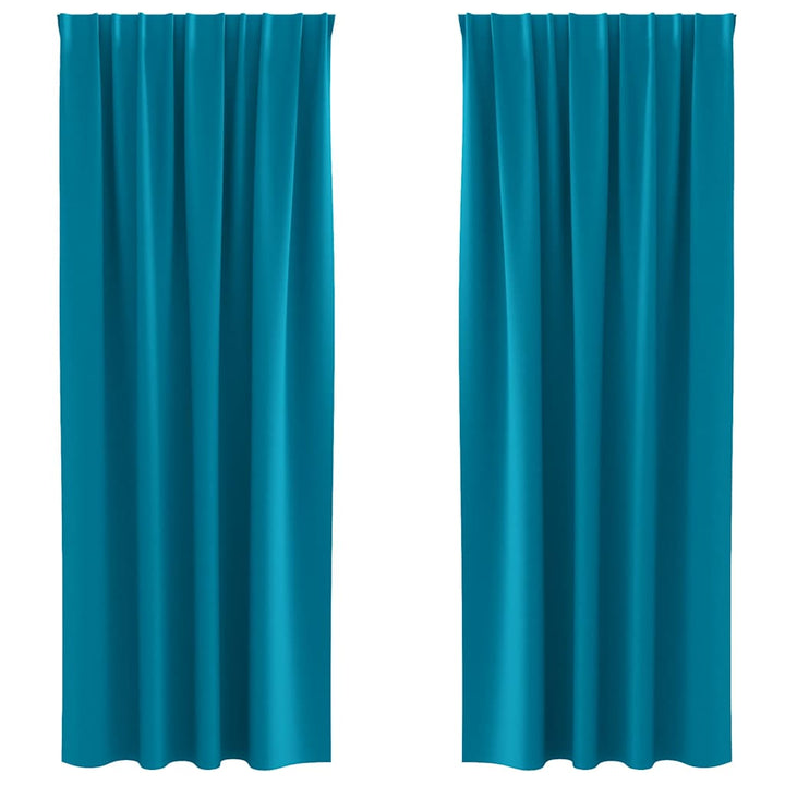 Mørklægningsgardiner med ringe 2 stk. Turkis 245 x 140 cm