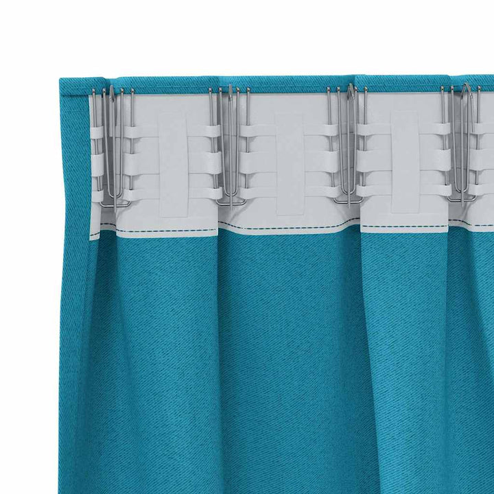 Mørklægningsgardiner med ringe 2 stk. Turkis 260 x 140 cm