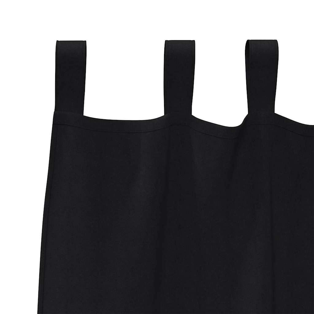 Mørklægningsgardiner med ringe 2 stk. Sort 140 x 140 cm