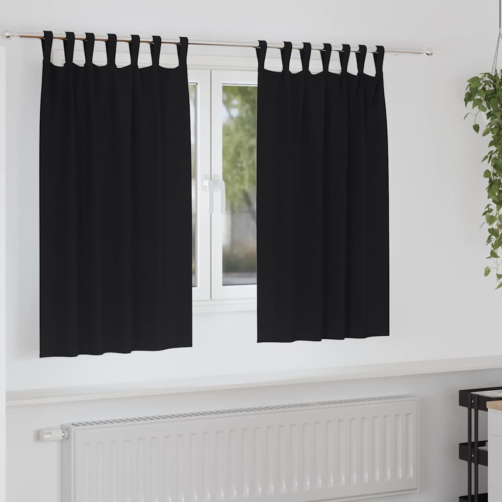 Mørklægningsgardiner med ringe 2 stk. Sort 140 x 140 cm
