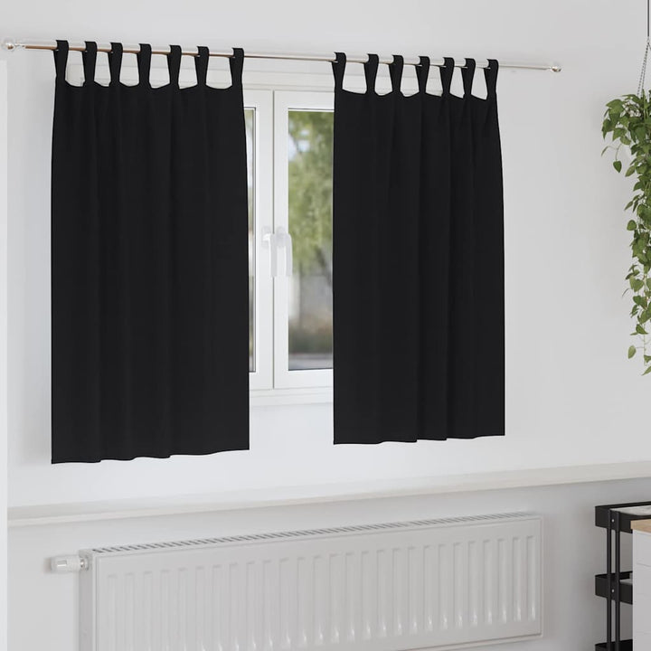 Mørklægningsgardiner med ringe 2 stk. Sort 140 x 140 cm