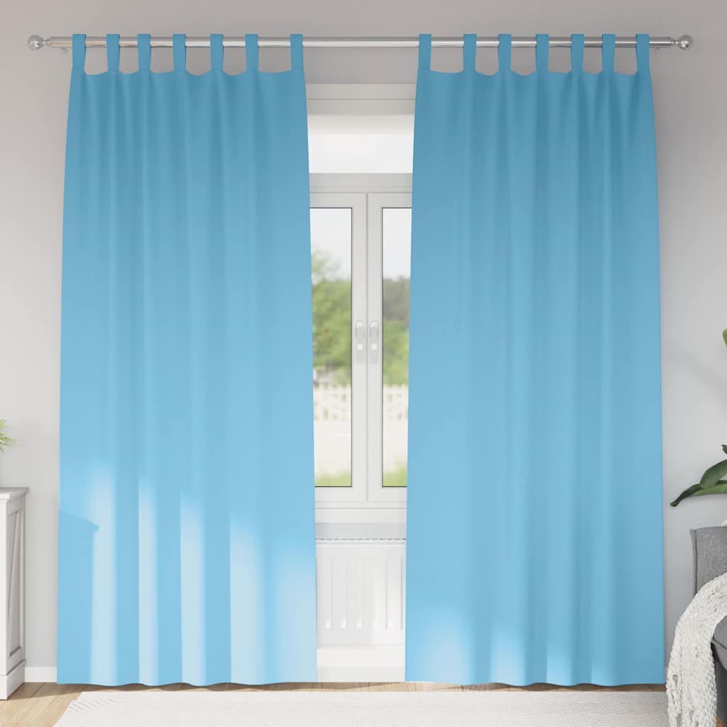 Mørklægningsgardiner med ringe 2 pcs Lys blå 225 x 140 cm