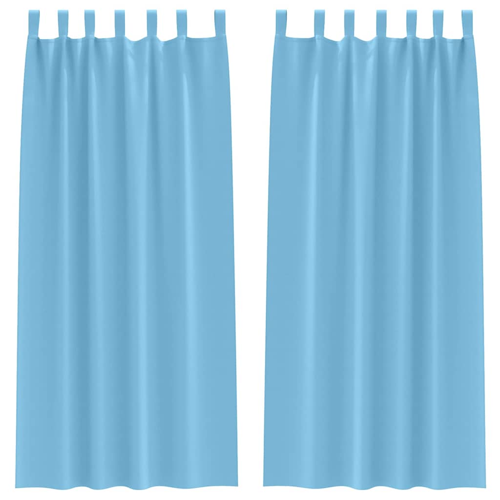 Mørklægningsgardiner med ringe 2 pcs Lys blå 225 x 140 cm