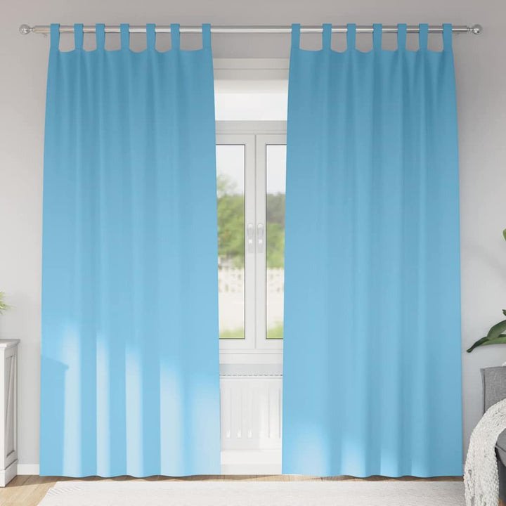 Mørklægningsgardiner med ringe 2 stk. Lyseblå 245 x 140 cm