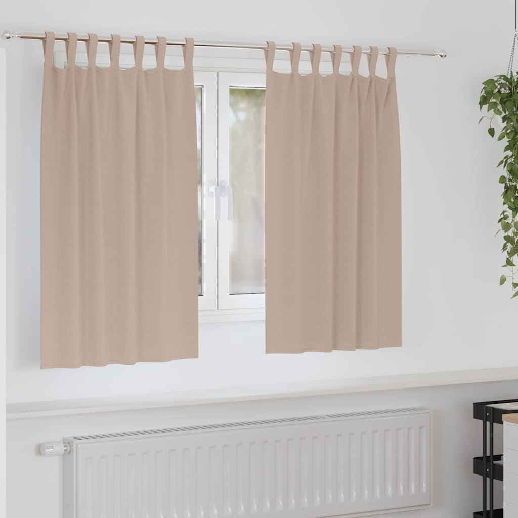 Mørklægningsgardiner med ringe 2 stk. Gråbrun 140 x 140 cm