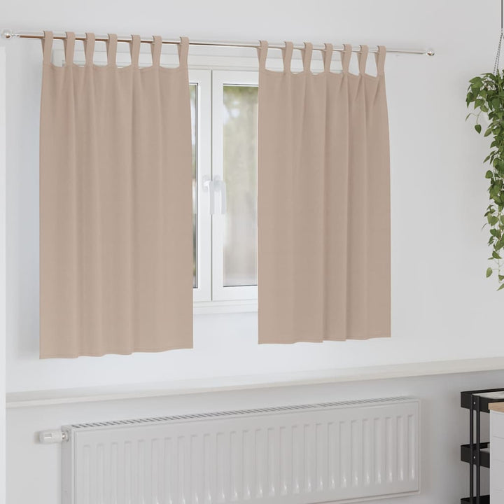 Mørklægningsgardiner med ringe 2 stk. Gråbrun 140 x 140 cm