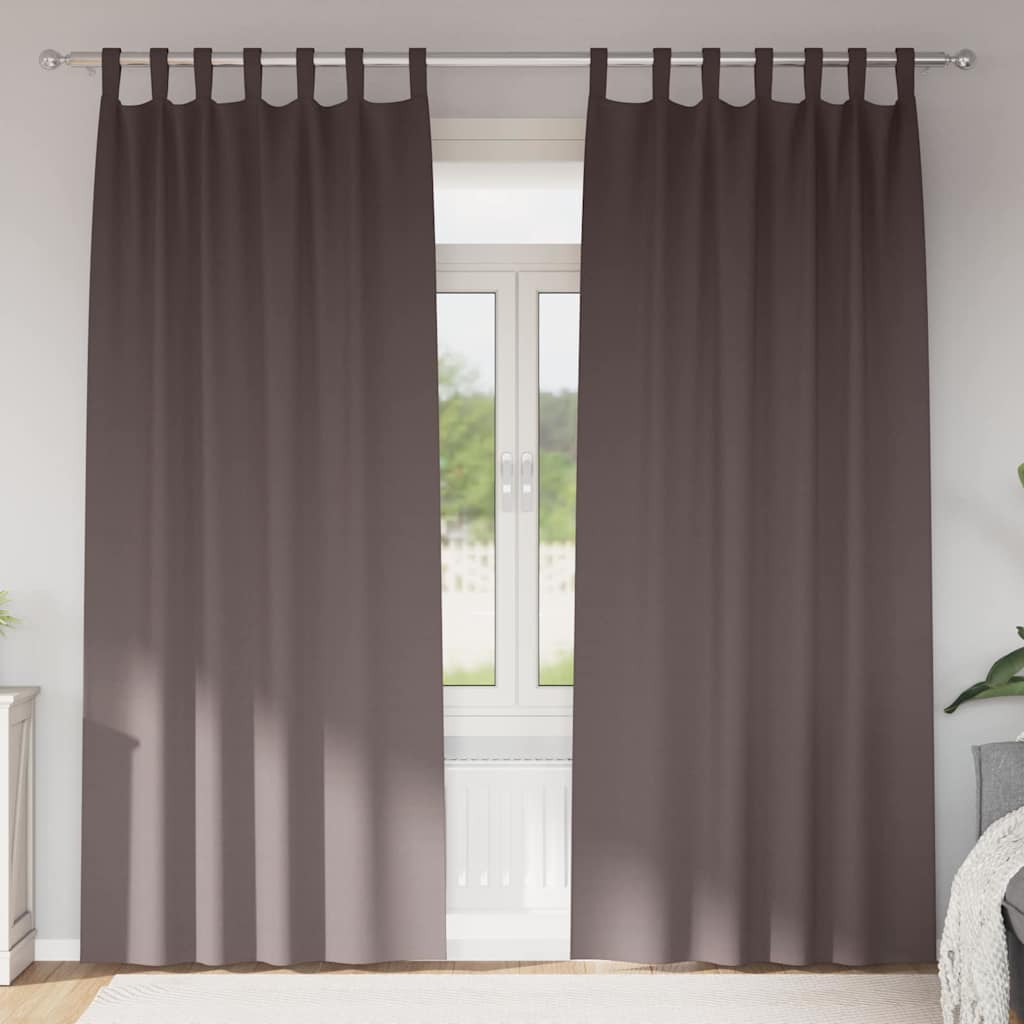 Mørklægningsgardiner med ringe 2 pcs Mørk Brun 225 x 140 cm
