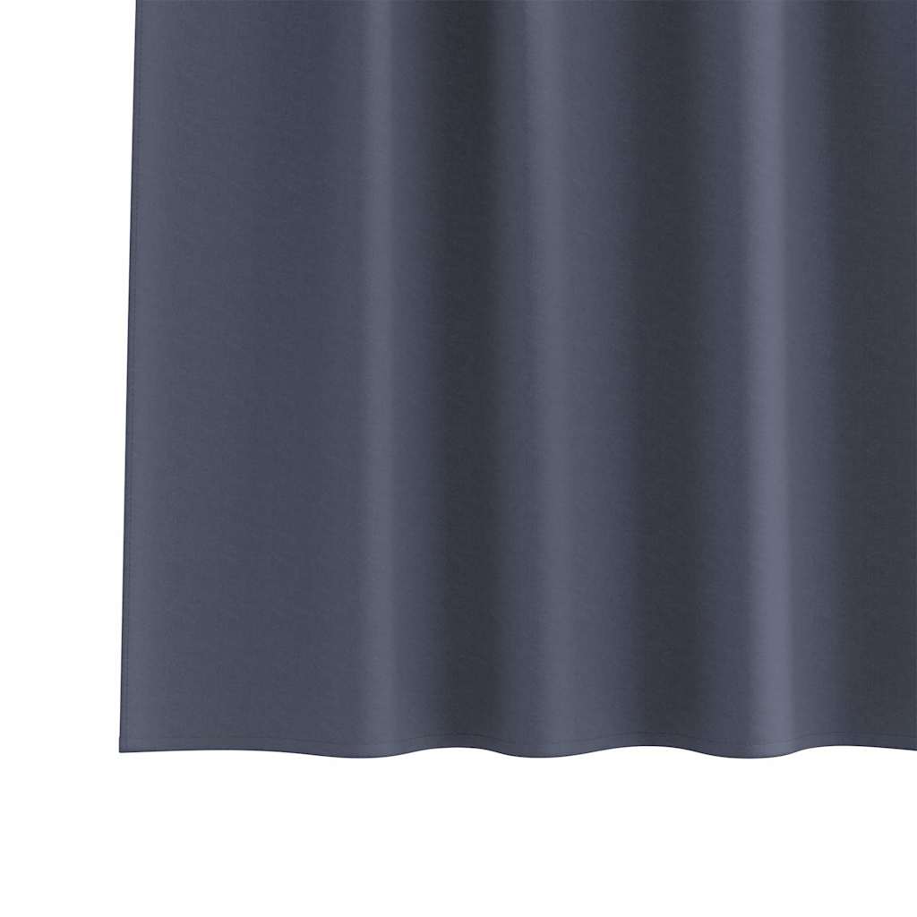 Mørklægningsgardiner med ringe 2 stk. Antracit 175 x 140 cm