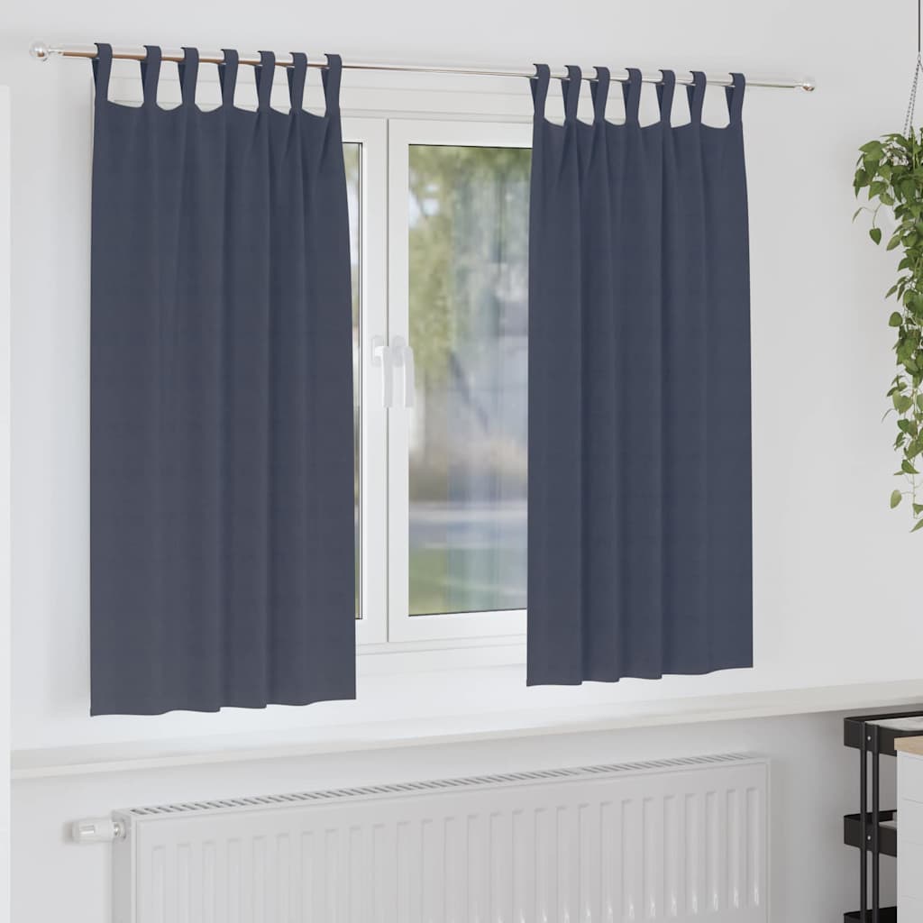 Mørklægningsgardiner med ringe 2 stk. Antracit 175 x 140 cm