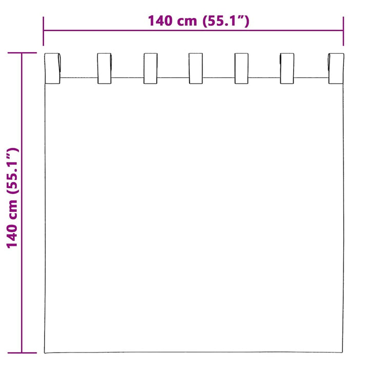 Mørklægningsgardiner med ringe 2 stk. Lysegrå 140 x 140 cm