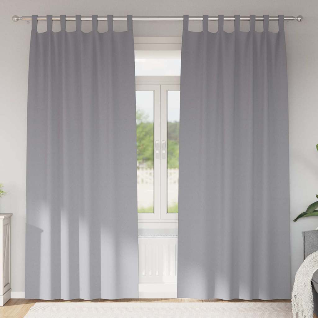 Mørklægningsgardiner med ringe 2 pcs Lysegrå 225 x 140 cm