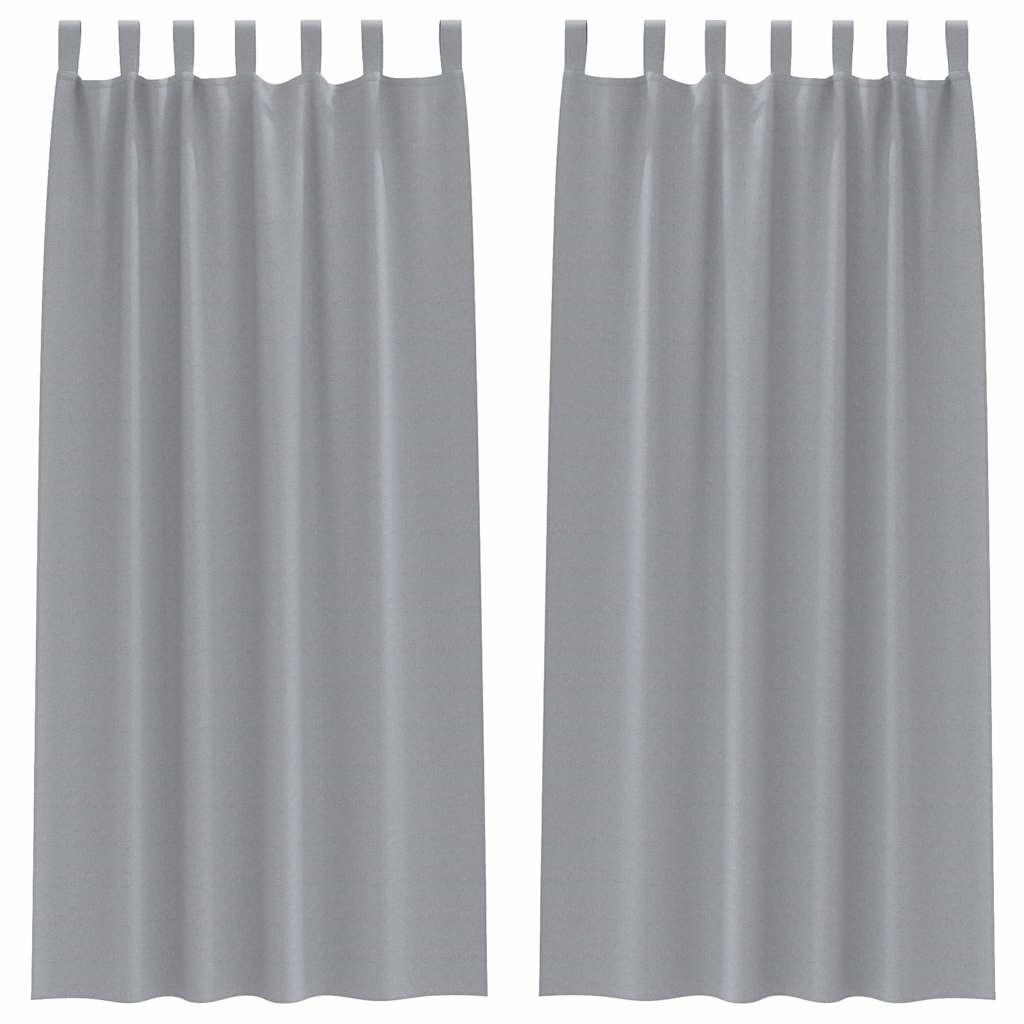 Mørklægningsgardiner med ringe 2 stk. Lysegrå 245 x 140 cm