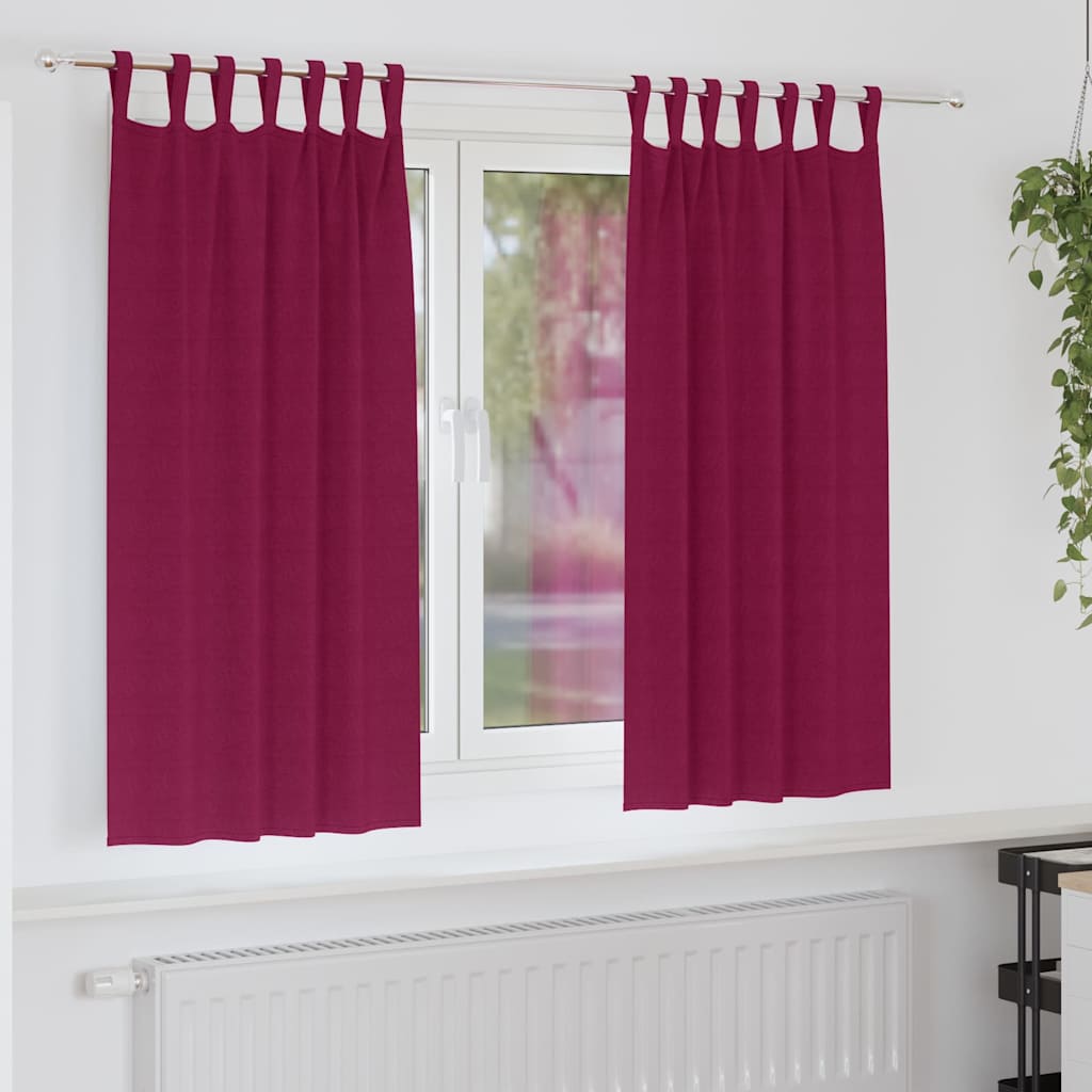 Mørklægningsgardiner med ringe 2 pcs Vinrød 175 x 140 cm