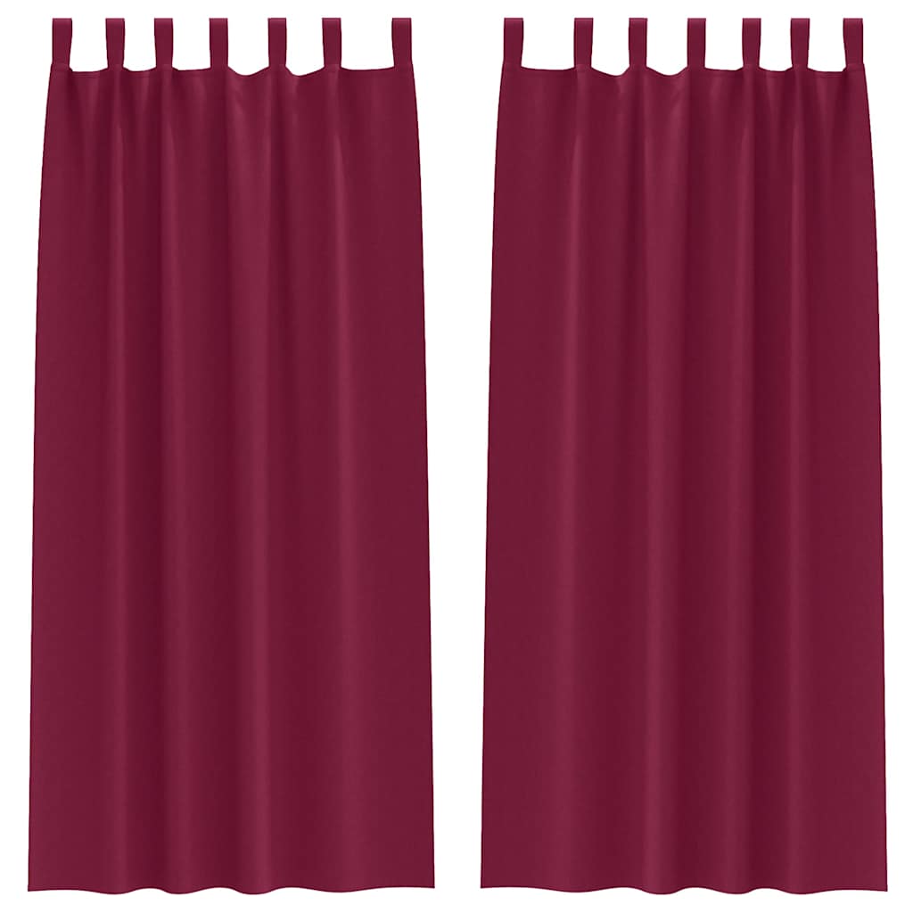 Mørklægningsgardiner med ringe 2 stk. Vinrød 225 x 140 cm