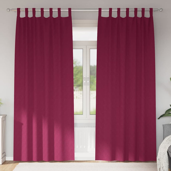 Mørklægningsgardiner med ringe 2 stk. Vinrød 245 x 140 cm