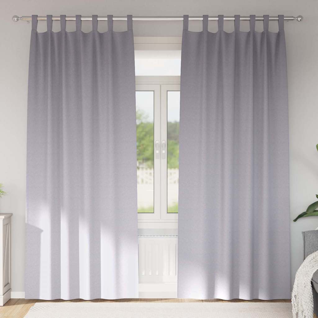 Mørklægningsgardiner med ringe 2 stk. Metal Grå 245 x 140 cm