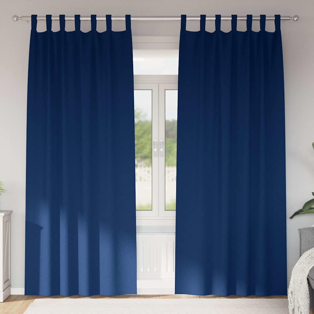 Mørklægningsgardiner med ringe 2 stk. Mørk blå 245 x 140 cm