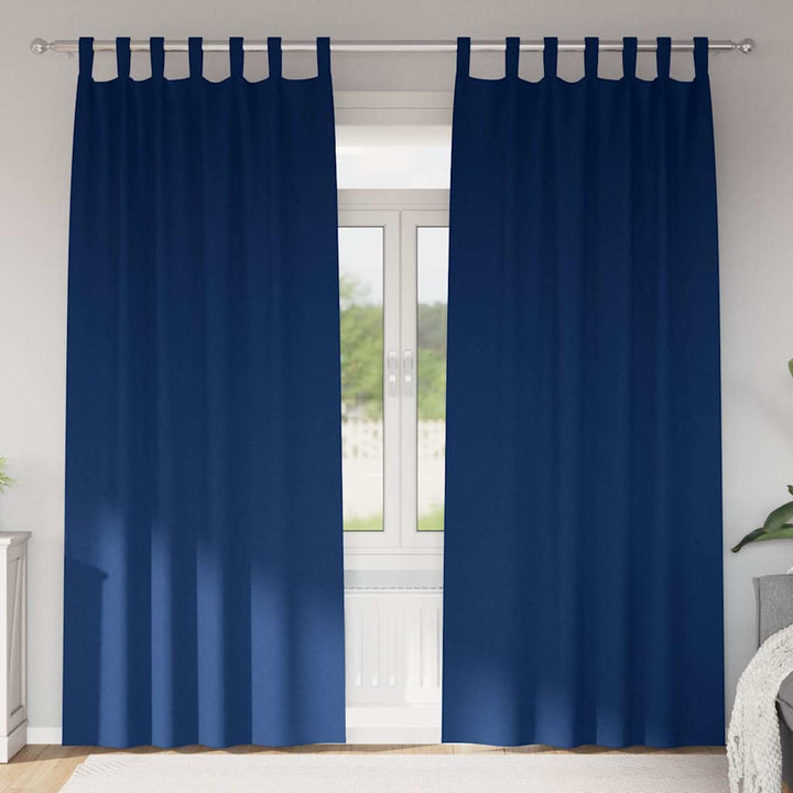 Mørklægningsgardiner med ringe 2 stk. Mørk blå 245 x 140 cm