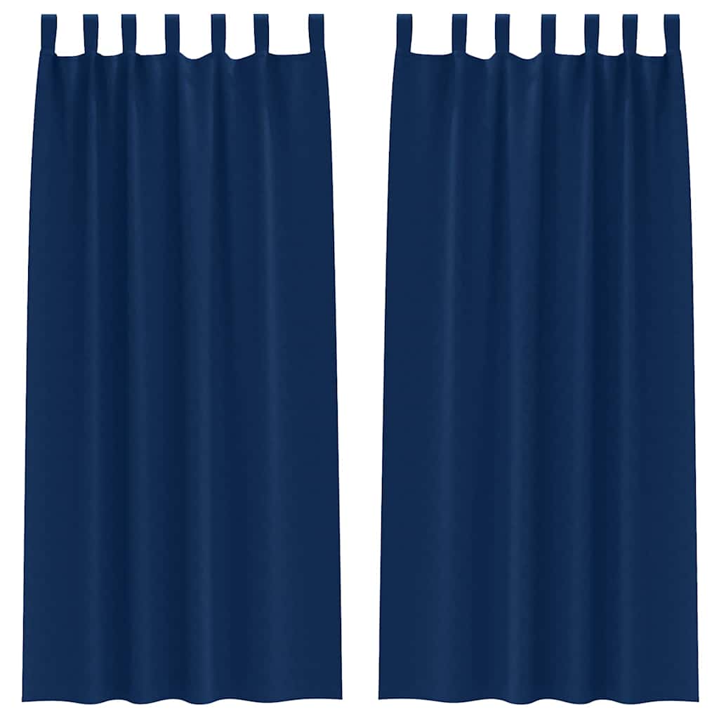 Mørklægningsgardiner med ringe 2 stk. Mørk blå 245 x 140 cm