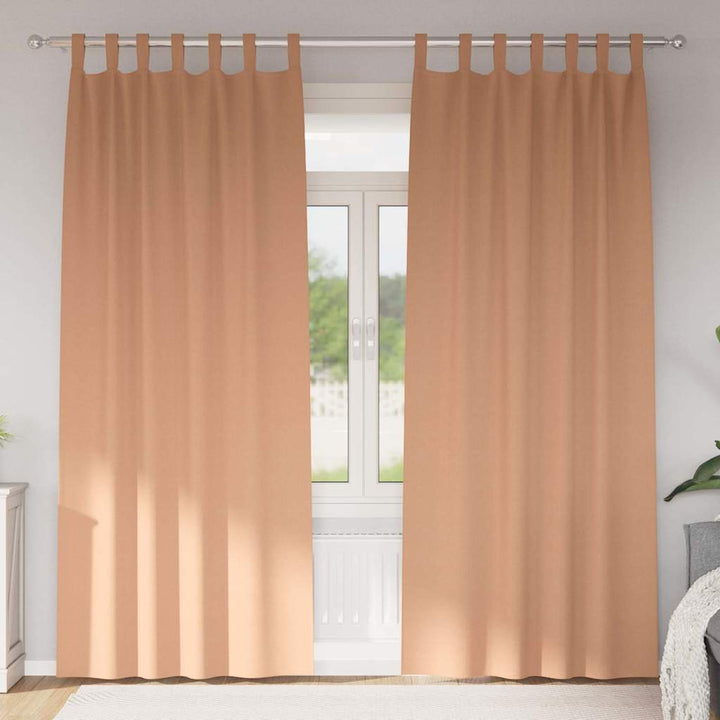 Mørklægningsgardiner med ringe 2 pcs Lys Brun 225 x 140 cm