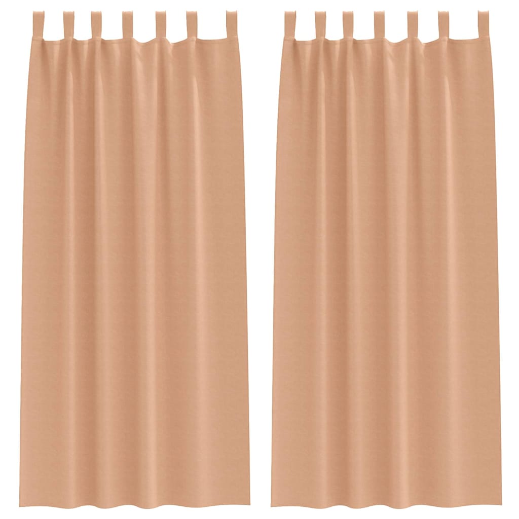 Mørklægningsgardiner med ringe 2 pcs Lys Brun 225 x 140 cm