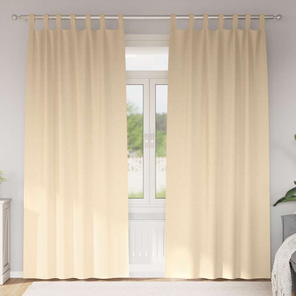 Mørklægningsgardiner med ringe 2 stk. Cremefarvet 260 x 140 cm