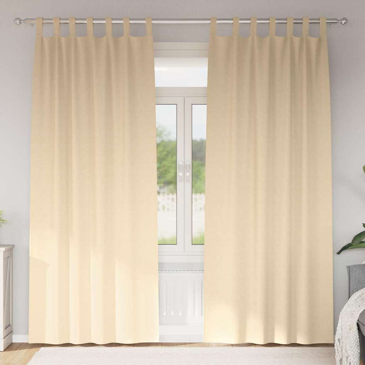 Mørklægningsgardiner med ringe 2 stk. Cremefarvet 260 x 140 cm