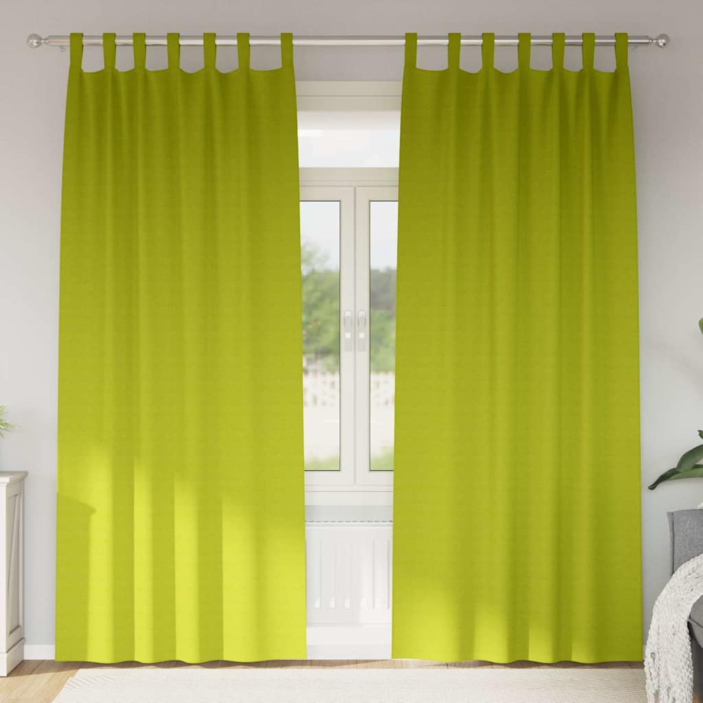 Mørklægningsgardiner med ringe 2 stk. Grøn 225 x 140 cm