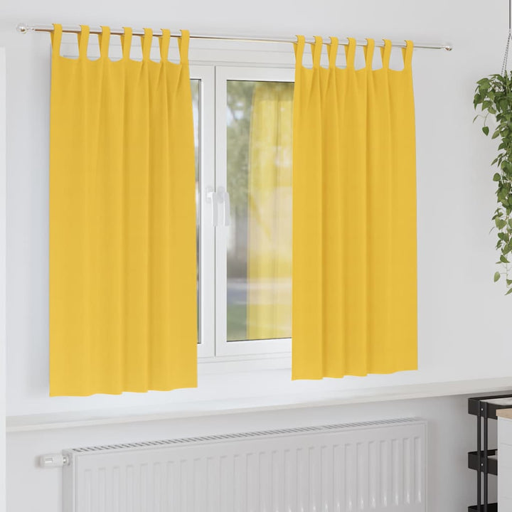 Mørklægningsgardiner med ringe 2 stk. Sennepsgul 175 x 140 cm